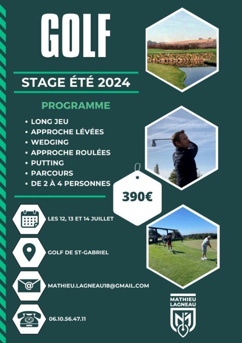 Stage de golf à Toulouse du 12 au 14  juillet 2024 